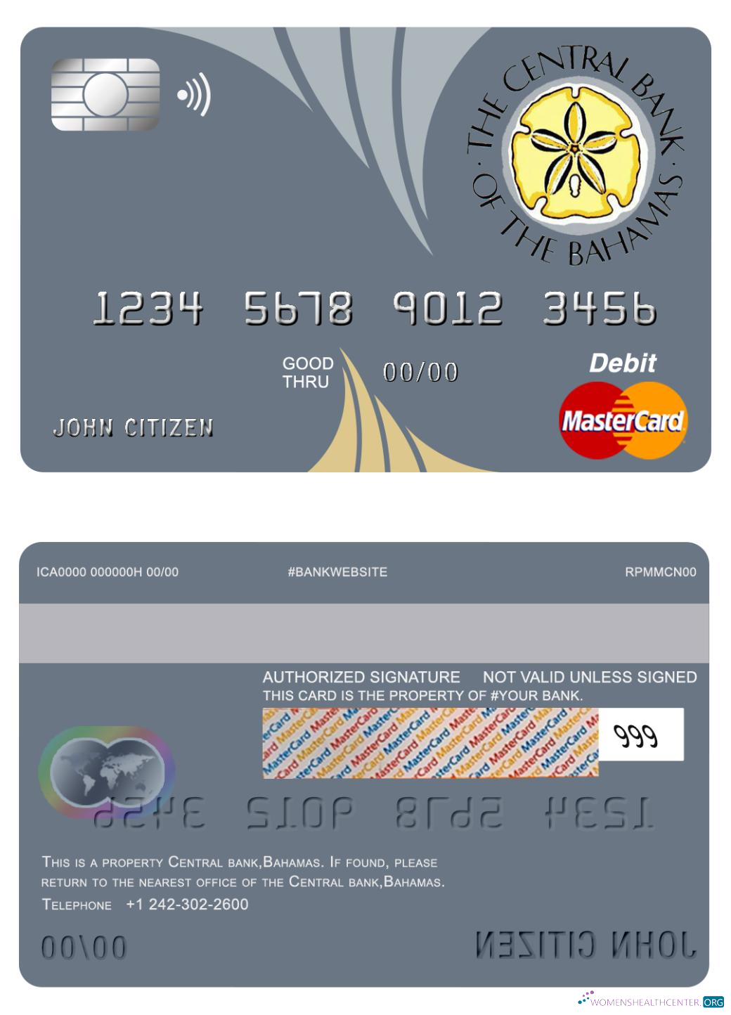 Download Bahamas The Central bank mastercard Photoshop template
